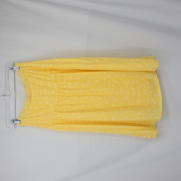 Elodie Yellow White Tiny White Floral Pattern Button Front Skirt Size Small - Picture 6 of 15